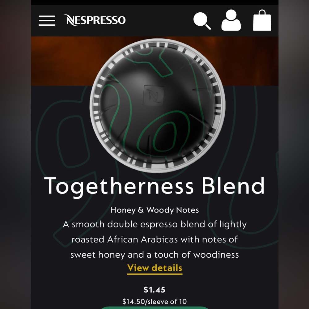 Nespresso Togetherness Blend Espresso Capsules - Black and Green